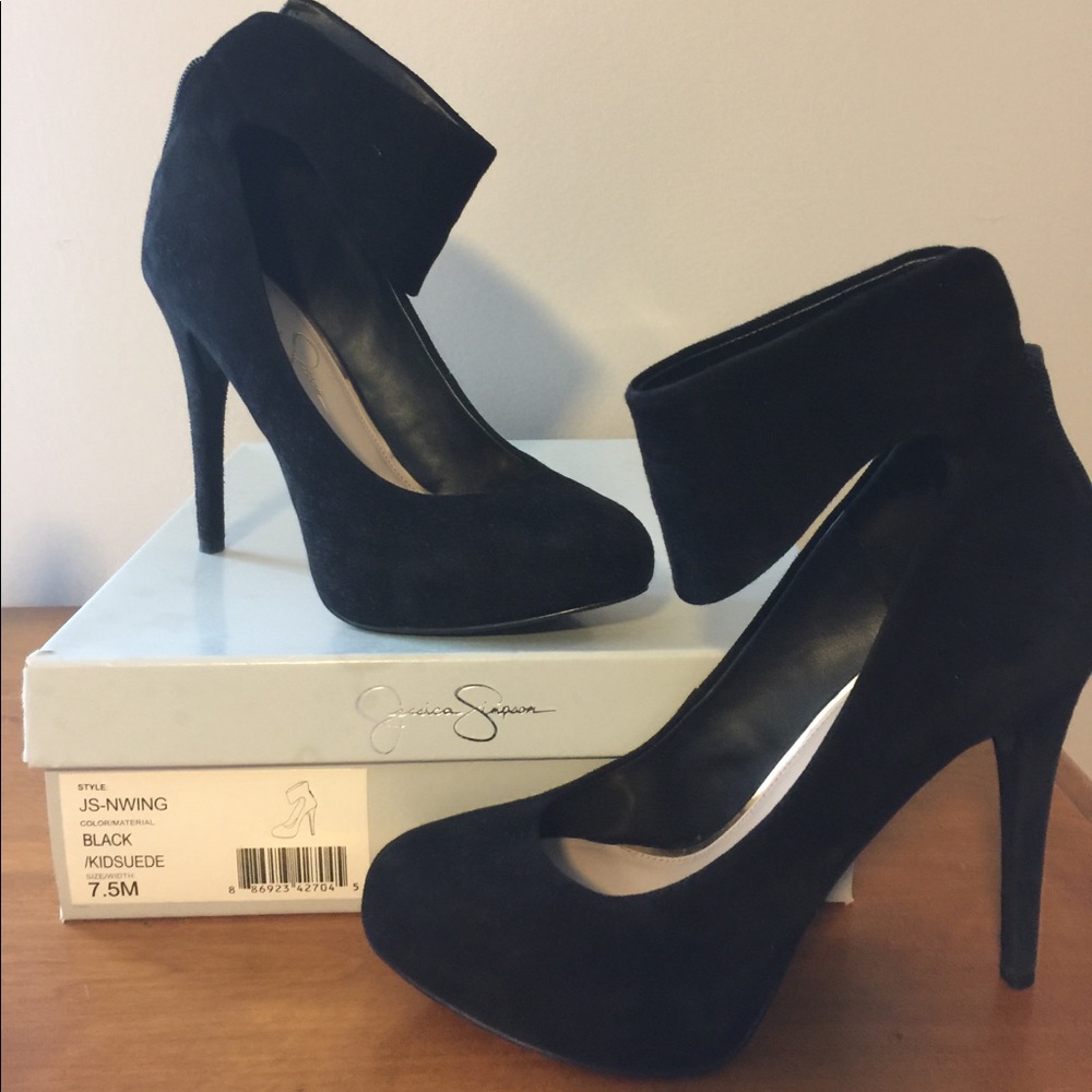 Jessica Simpson faux suede ankle cuff heels